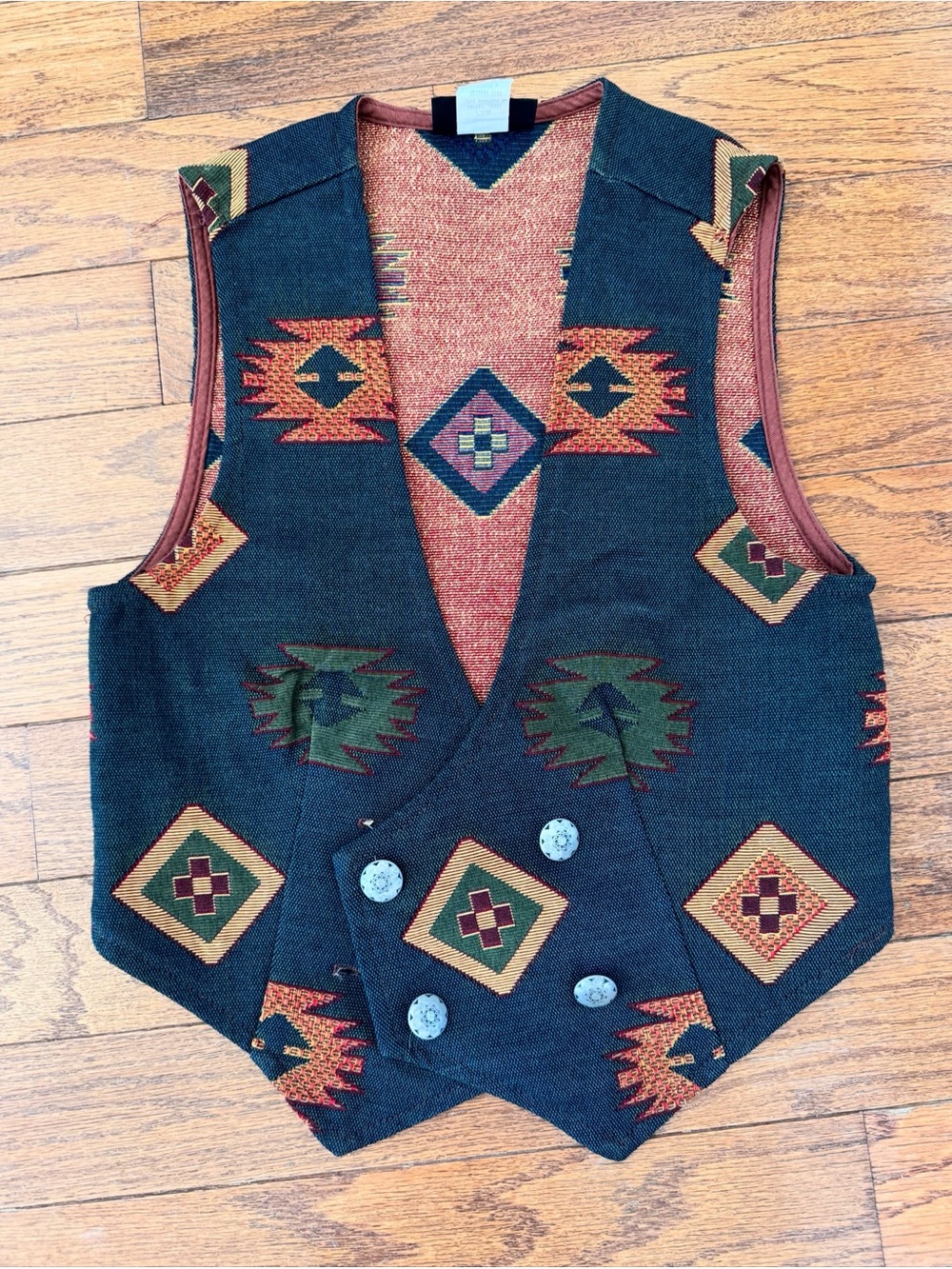 Roughrider Vintage Southwest Vest - Black & Rust multi